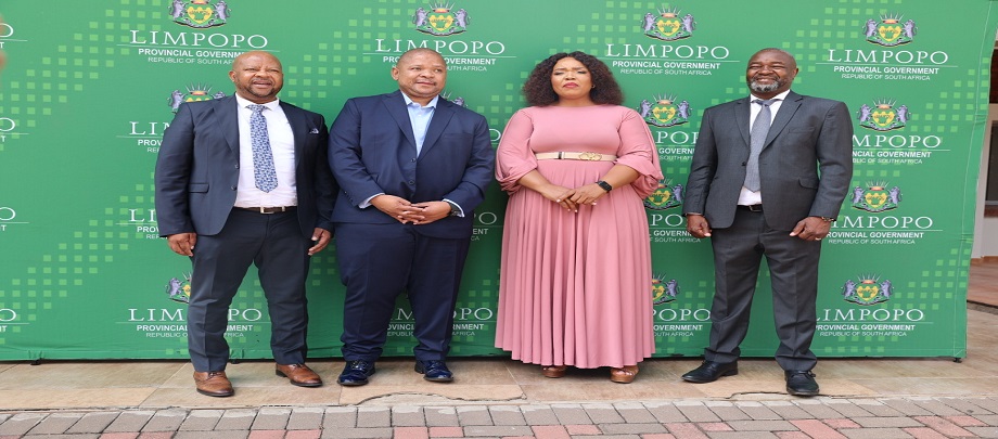 MEC Mme Nkakereng Rakgoale flanked by CEO Road Agency Limpopo Mr Gabriel Maluleke, Acting Head of Department Mr Motlhanke Phukuntsi and Chairperon for Road Agency Board Mr Matome Ralebipi during departmental Budget Vote 2024/2025